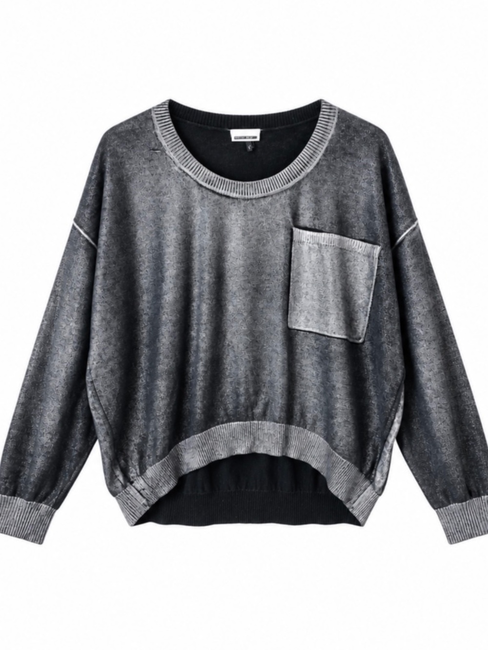 Noisy May Washed Black Oversized Pocket Sweater High Low Hem Size M